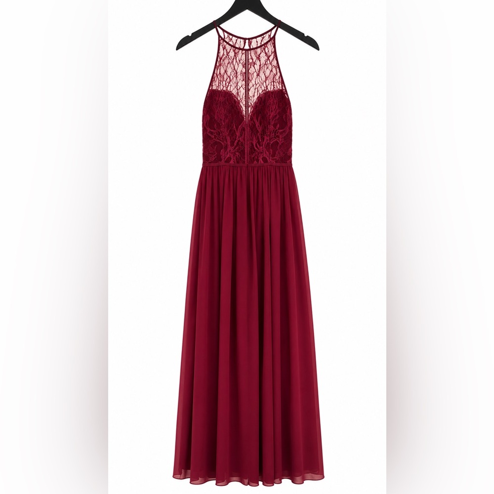 Girls' Burgundy Lace Bodice Maxi Dress